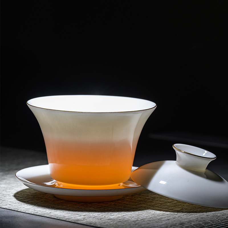 FJ-DH茶具套装礼品描金白瓷茶具套装--麋鹿茶漏（礼盒装）