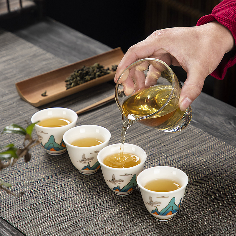 QZ-XH茶具套装金福盖碗+4杯+匠心手提盒