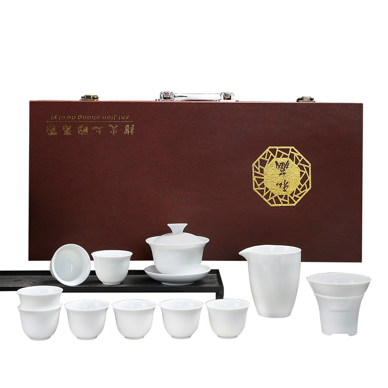 FJ-DH茶具套装礼品白瓷茶具套装--圆雅茶漏（礼盒装）