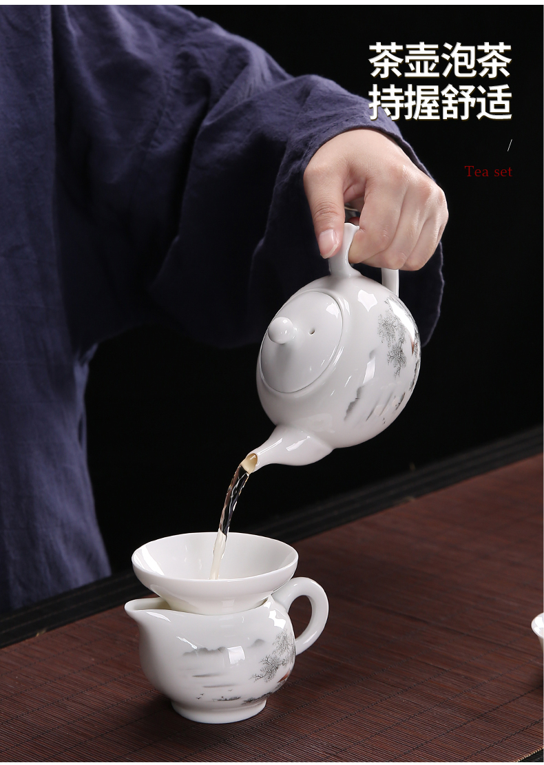 FJ-DHXT茶具套装影青盖碗10头-蓝环保盒